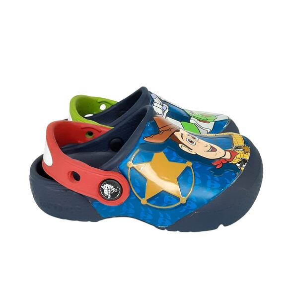 Crocs Disney Toy Story Buzz & Woody Clogs Blue Slip On Comfort Boys 8 Water Shoe - Picture 4 of 9